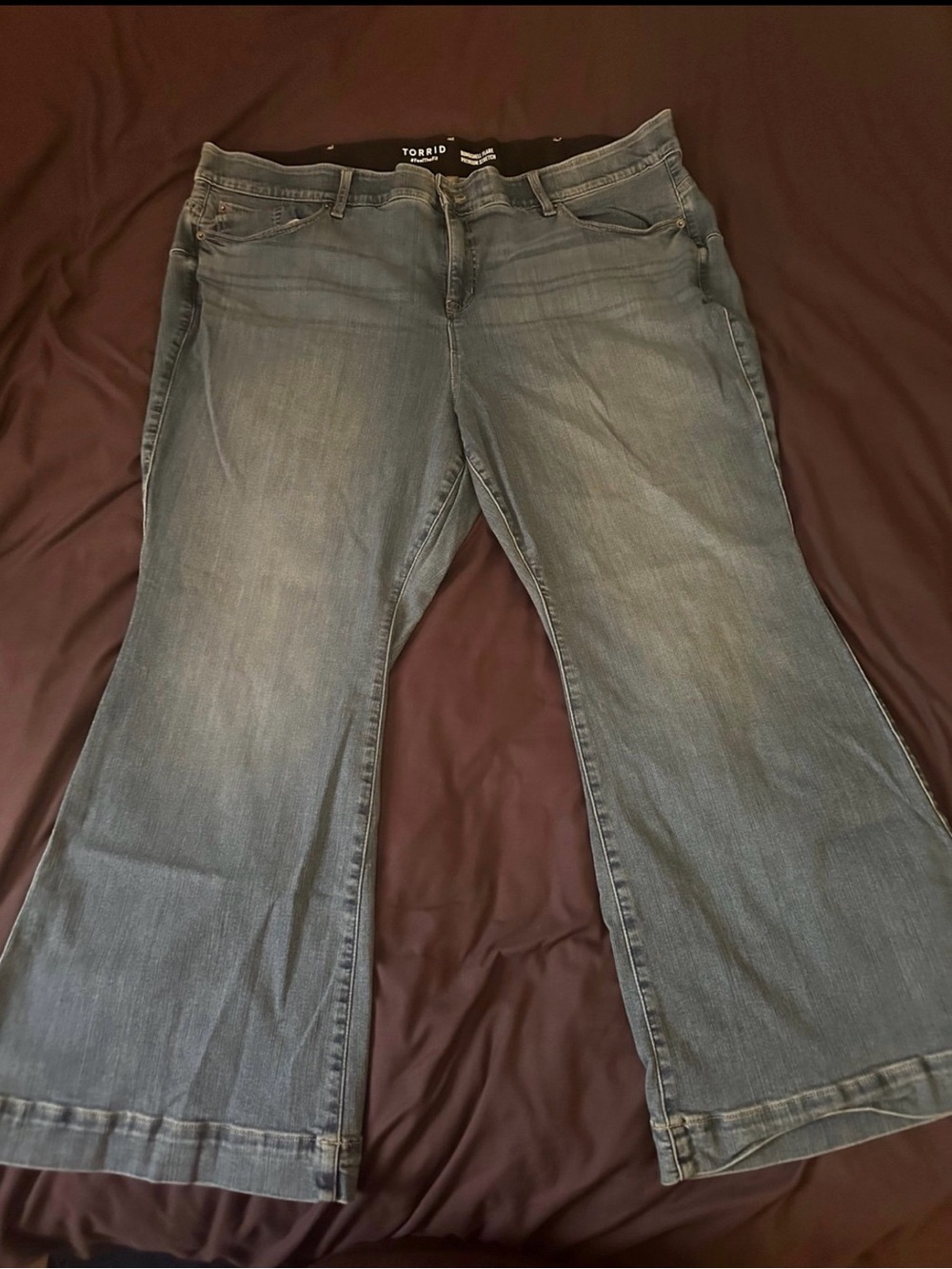 torrid faded blue flare jeans